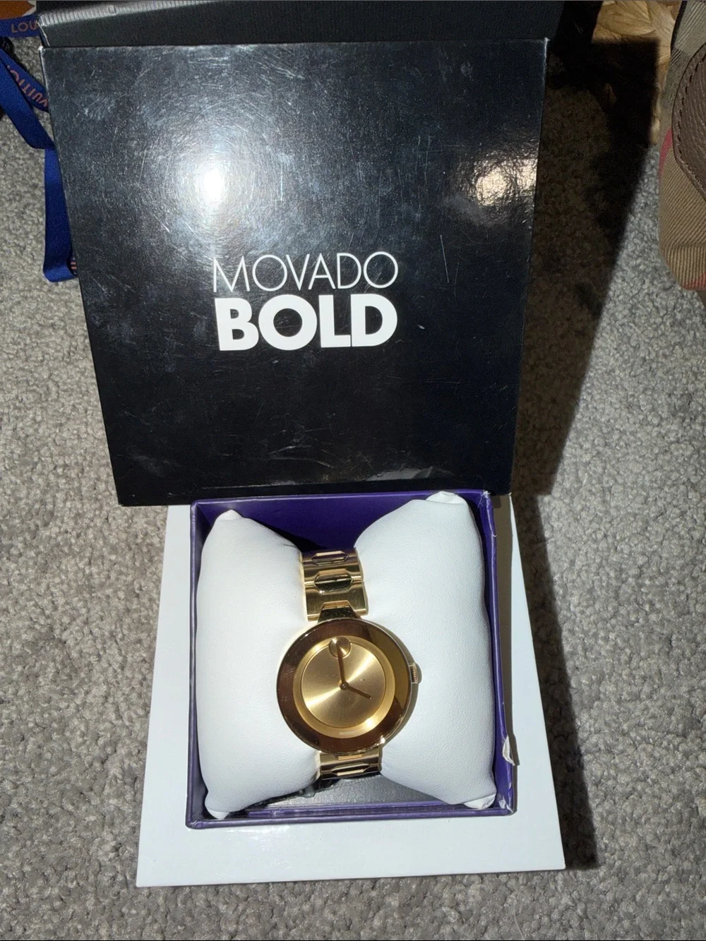 Movado Bold Gold Women’s Watch with Sunburst Dial